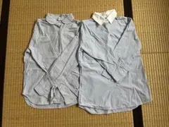 七分袖と長袖シャツ計2枚　水色ストライプ レディースS　無印とイオン