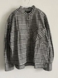 バナナリパブリック　ノーカラーフランネルシャツ　チェック