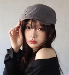 BARELY BLUE ビンテージ デザイン スタッズ ハンチング帽