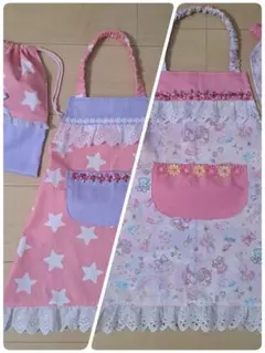 ★みみ様専用★ハンドメイドキッズエプロン&三角巾&巾着袋3点セット×2組