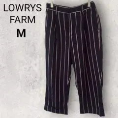 ローリーズファーム ワイドパンツ テーパードシルエット M 紺 ストライプ 通年