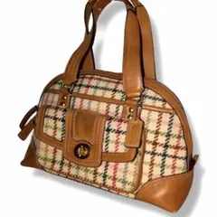 Vintage COACH ハンドバック　チェック柄　マルチカラー　ターンロック