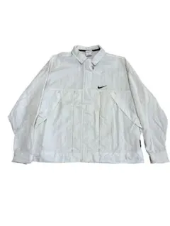NIKE ナイキ ナイロンジャケット 白 Sサイズ バックロゴ ビッグスウッシュ