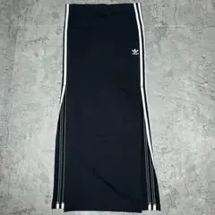 アディダス　刺繍ロゴ　スリーストライプス　スリット　ロングスカート Lサイズ.