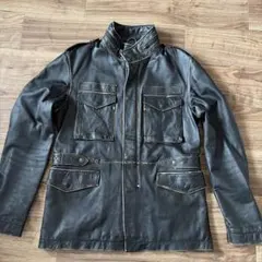 美品AVIREX シングルレザージャケット　ヴィンテージ加工　羊革　サイズL