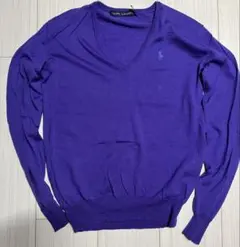 Ralph Lauren 紫 Vネック 長袖セーター　s