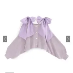 GRL ショルダーリボンオフショルラメニットカーディガン[gn334] グレイル