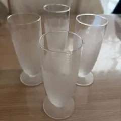 フロスト加工花模様ガラスグラス4個セット