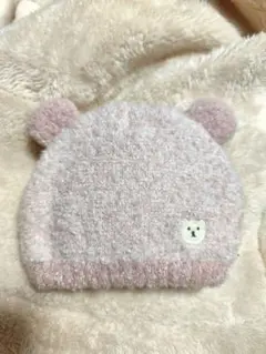 日本製ベビーニット帽　くま耳　ピンク　42〜46cm