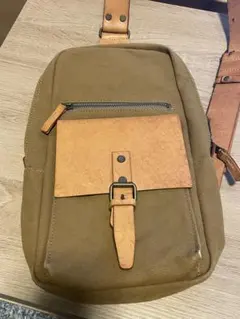 キャンバス レザー ショルダーバッグ