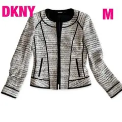 【美品】 DKNY DONNA KARAN ノーカラーツイードジャケット Mのサムネイル