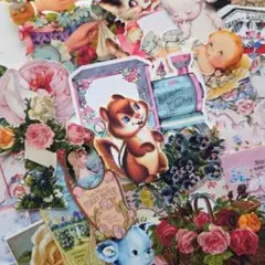 ごちゃまぜなセット　コラージュ素材　ダイカット　ジャンクジャーナル