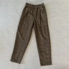 GIRLS タックワイドテーパードパンツ（チェック）