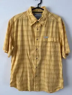 Columbia 半袖シャツ S イエロー チェック