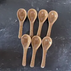 【未使用】陶器製 れんげ 7本セット 飴色 スプーン 鍋 スープ ラーメンのサムネイル