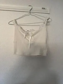 リブ編みホワイトキャミソール