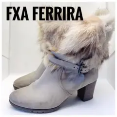 【美品】オシャレな足元に♪ファー付き ショートブーツ fax ferrira
