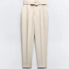 ZARA ザラ　ホワイト　ハイウエストパンツ ベルト付き