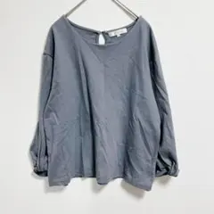 A578　grove　ブラウス　グレー　コットン100％　Ｌ