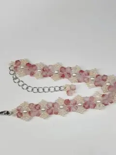 ハンドメイド フラワーモチーフ ブレスレット