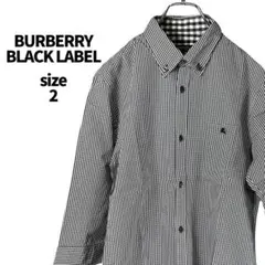美品　バーバリーブラックレーベル 七分袖シャツ ボタンダウン チェック ホース