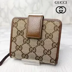 011 極美品 GUCCI 二つ折り財布 GGキャンバス 完品 茶 - メルカリ