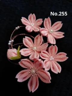 つまみ細工 髪飾り 桜　卒業式 入学式 卒園式 七五三 行事 袴 ブローチ