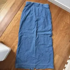 ユニクロ　デニムジャージーナローロングスカート