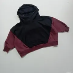 dengmei様　nunuforme バイカラー パーカー ブラック ボルドー