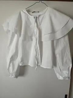 ZARA ホワイト フリルシャツ XS