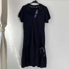 匿名配送　イーストボーイ　ポロワンピース　ネイビー　チェック　リボン　ポロシャツ