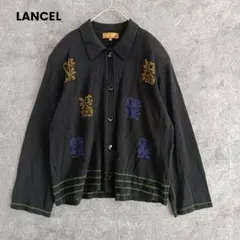 LANCEL ランセル　綿混カーディガン　羽織　黒　カジュアル　Mのサムネイル