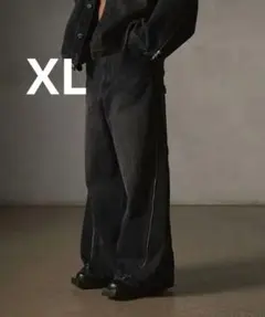 XL最安値 GRANCY ジップデザイン バギーデニム パンツ ブラック