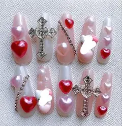 ネイルチップ ゴテゴテ ロング ギャル ゆめかわ 地雷系 量産型 十字架 天使