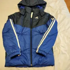 adidas フード付きジャケット 青黒　140