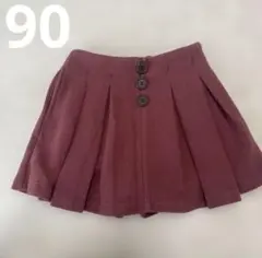 プティマイン スカパン 90 女の子 秋冬 パンツ付き 赤 キュロット