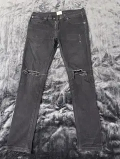 ダメージ加工 ダークグレー スキニーデニム