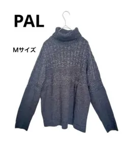 パル ケーブル編みタートルネックニット セーター チャコールグレー ユニセックス