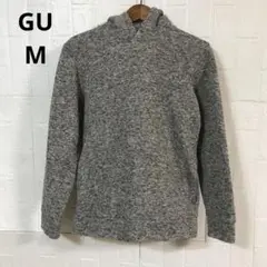 【GU】　グレー フード付き パーカー　裏起毛　暖かい　サイズ　M