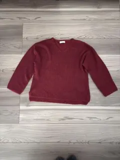 Te chichi バーガンディ Vネックセーター