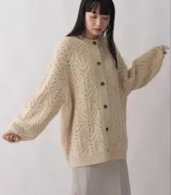 lowrysfarm ラメスカシニットカーディガン　アイボリー