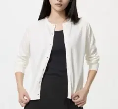 UNIQLO ユニクロ UVカットクルーネックカーディガン ホワイト 白 M