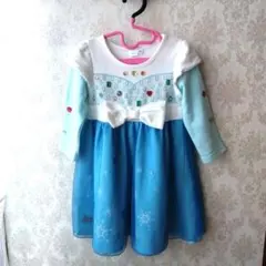 美品Disney　アナと雪の女王 100cm　ワンピース　ヘアクリップ９個付き