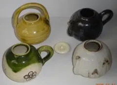 花模様 陶器茶器セット 4点