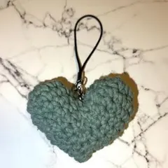 ハートチャーム☆グリーン☆かぎ編み☆ハンドメイド☆