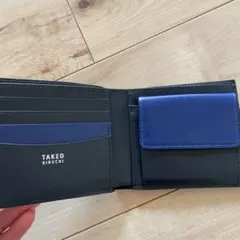 最終お値下げ☆ TAKEO KIKUCHI 二つ折り財布 黒/青/箱付き