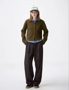 【完売品】GU チノバレルレッグタックパンツ　ブラウン　 Sサイズ