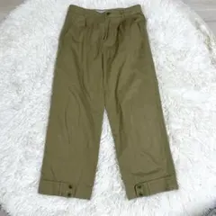 HUMAN WOMAN カーキ ワイドパンツ✨Mサイズ✨綿100%