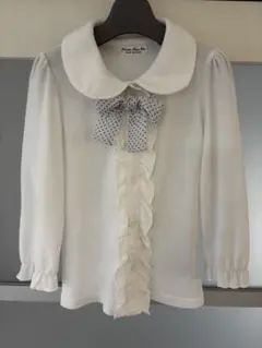 ホワイトフリル長袖シャツとリボン120センチ