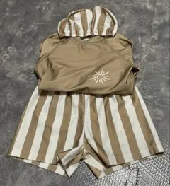 〔2回着用〕 海外風おしゃれ男の子水着3点セット 2歳児